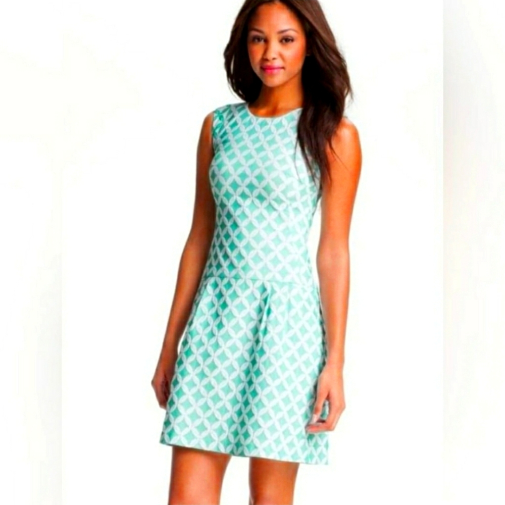 Phoebe Couture Mint Geometric Fit-and-Flare Dress